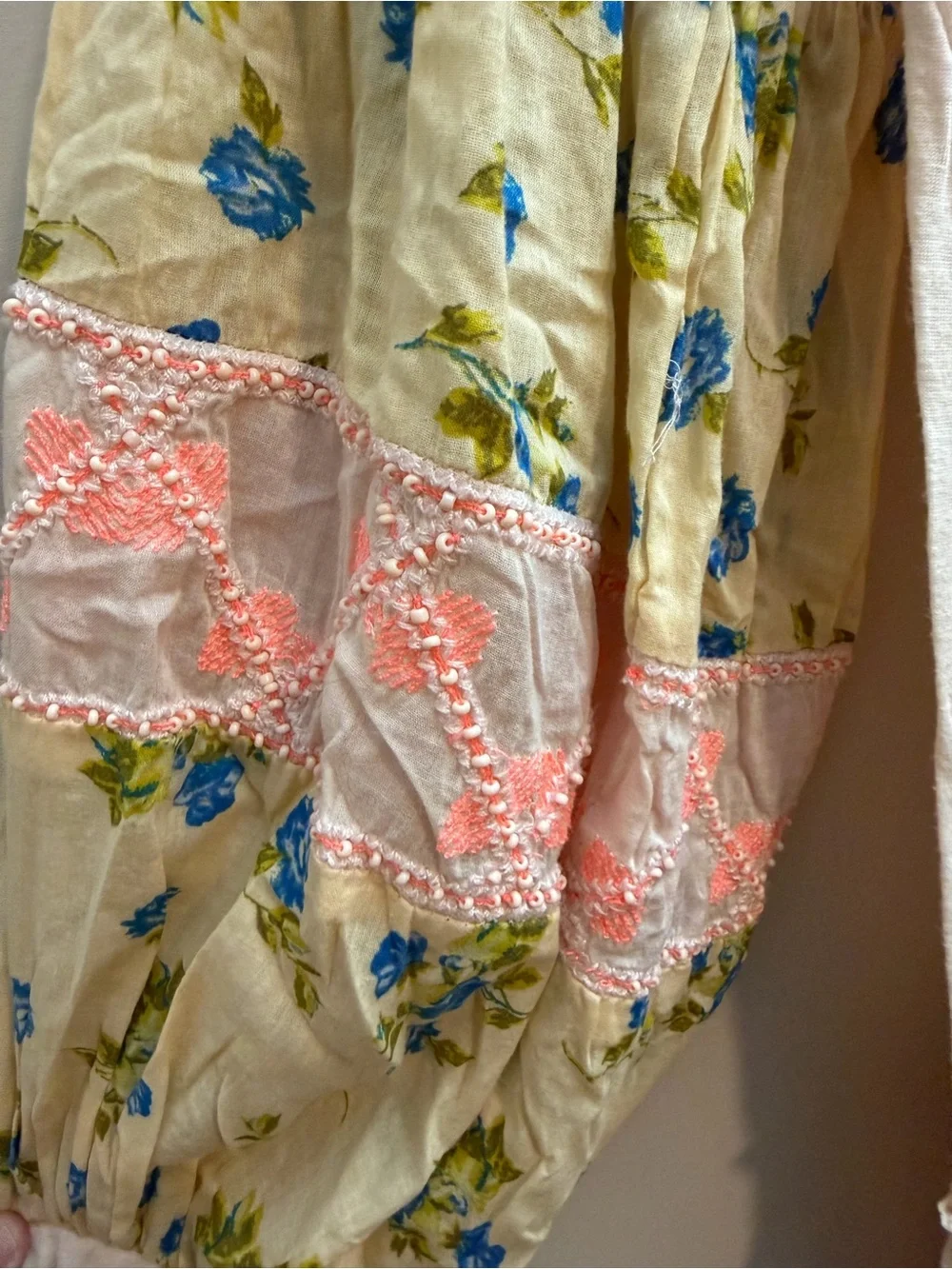 Free People Blush Peasant Tunic with Floral Balloon Sleeves